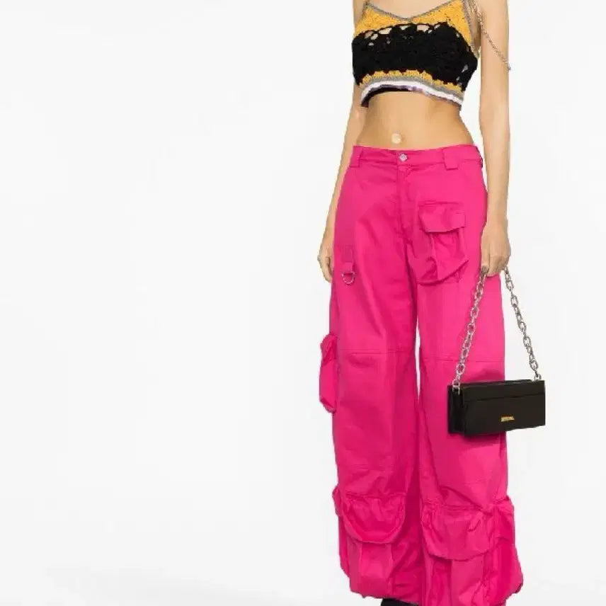 [BUNJANG] Colina Strada Pink Wide Cargo Pants S / 콜리나 스트라다 핑크 와이드 카고팬츠