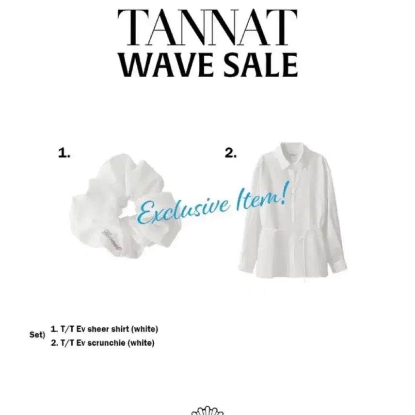 [SOLD OUT] 타낫 익스클루시브 시어 셔츠 블라우스, 스크런치 세트