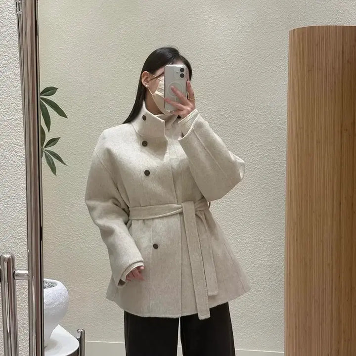 [BUNJANG] Half Coat - Beige / 하프 코트 베이지