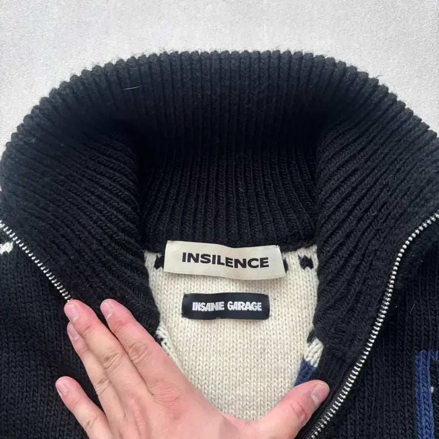 [BUNJANG] Insane Garage Insilence Jacquard Knit Zip-Up Jacket / [L] 인세인개러지 인사일런스 자카드 니트집업자켓