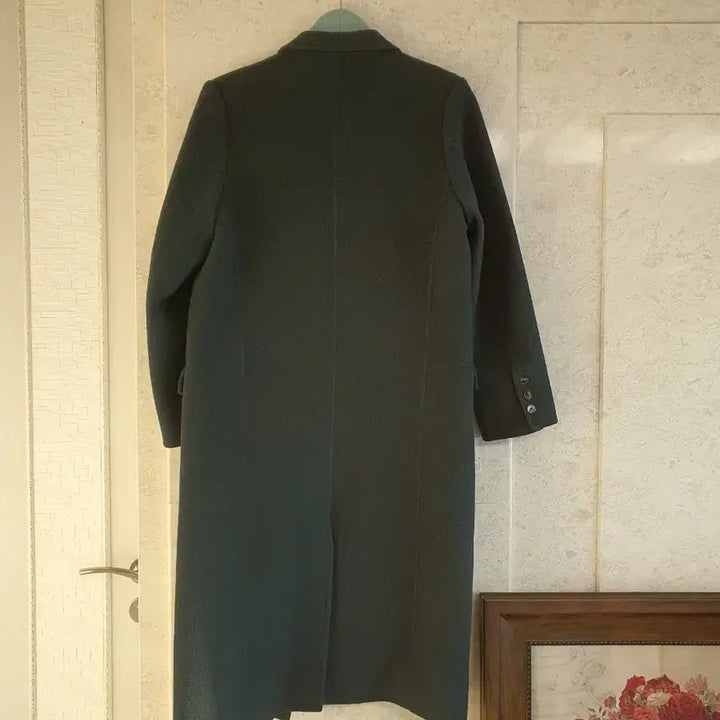 [BUNJANG] Handmade Dark Green Double Button Long Coat Women's / 핸드메이드다크 그린 더블 버튼 롱 코트 여성
