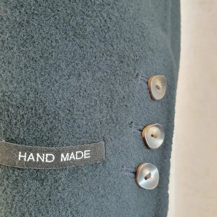 [BUNJANG] Handmade Dark Green Double Button Long Coat Women's / 핸드메이드다크 그린 더블 버튼 롱 코트 여성