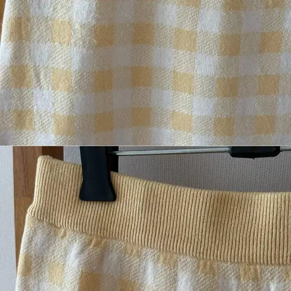 [BUNJANG] R2W Ralla Checkknit Set - Yellow / R2W 레디투웨어 니트셋업 - 옐로우 Ralla checkknit set