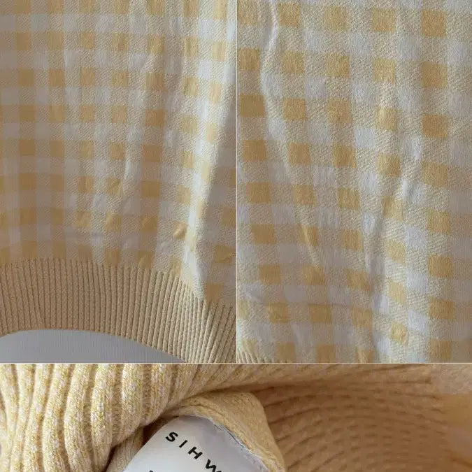 [BUNJANG] R2W Ralla Checkknit Set - Yellow / R2W 레디투웨어 니트셋업 - 옐로우 Ralla checkknit set