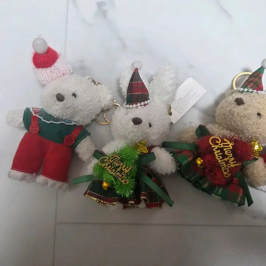 [BUNJANG] Christmas Bear Keyring Set / 크리스마스 곰돌이 키링/열쇠고리 세트