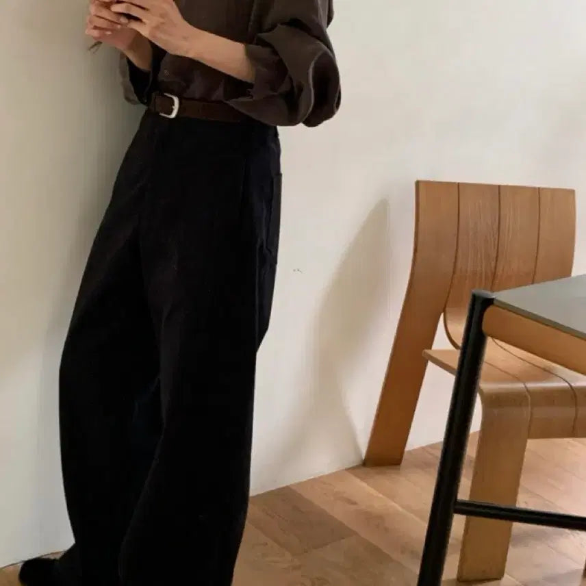 [BUNJANG] Something Else Peach Brushed Wide Cotton Pants (Black) / 썸띵엘스 피치기모 와이드 코튼 팬츠(블랙)