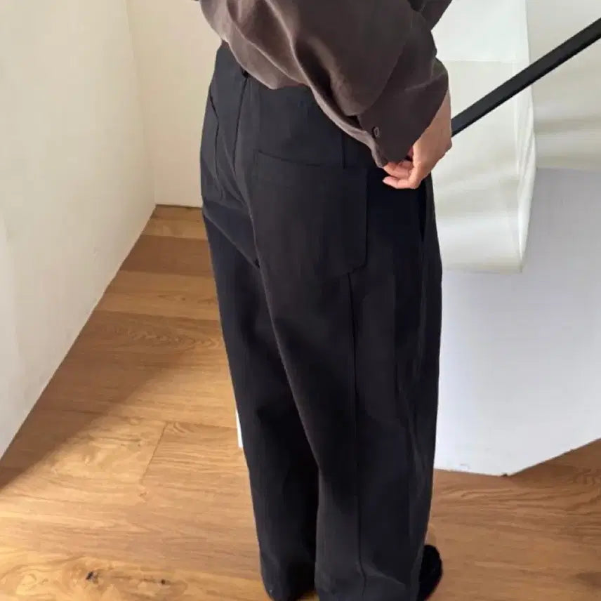 [BUNJANG] Something Else Peach Brushed Wide Cotton Pants (Black) / 썸띵엘스 피치기모 와이드 코튼 팬츠(블랙)