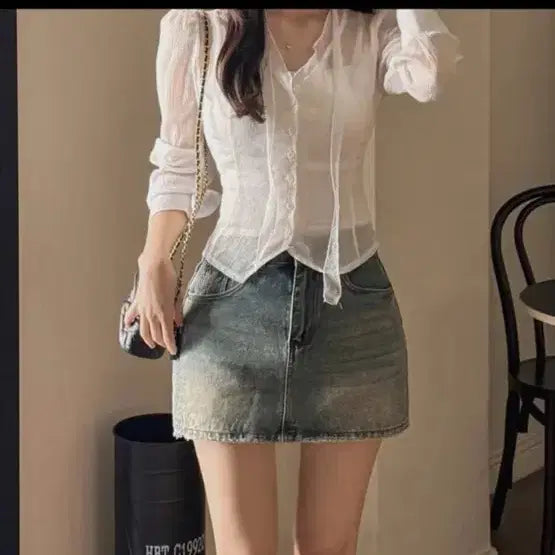 [BUNJANG] High Classic See-Through Blouse / 하이클래식 블라우스