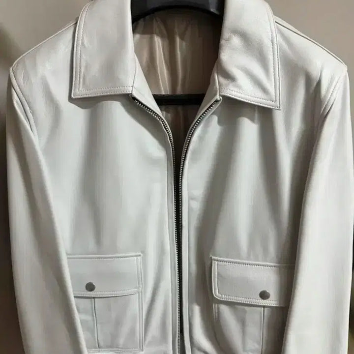 [BUNJANG] White Real Leather Jacket / 화이트 리얼 레더 자켓