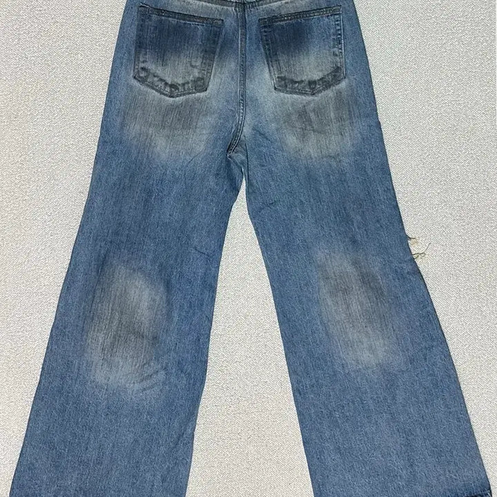 [SOLD OUT] 선데이오프클럽 워싱 디스트로이드 와이드 팬츠