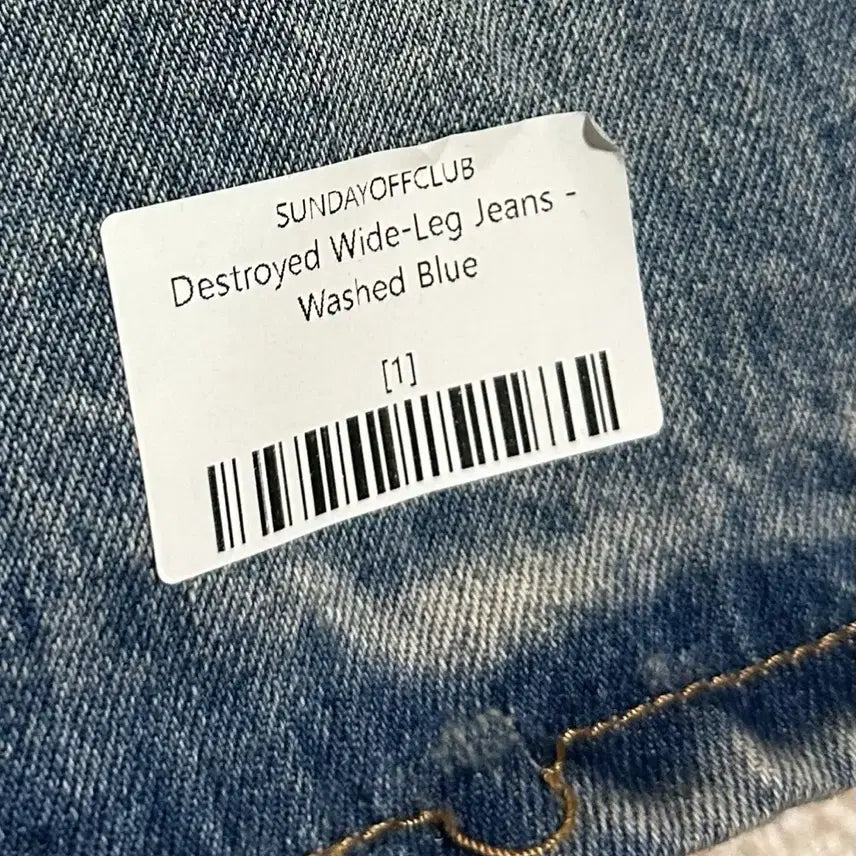[SOLD OUT] 선데이오프클럽 워싱 디스트로이드 와이드 팬츠