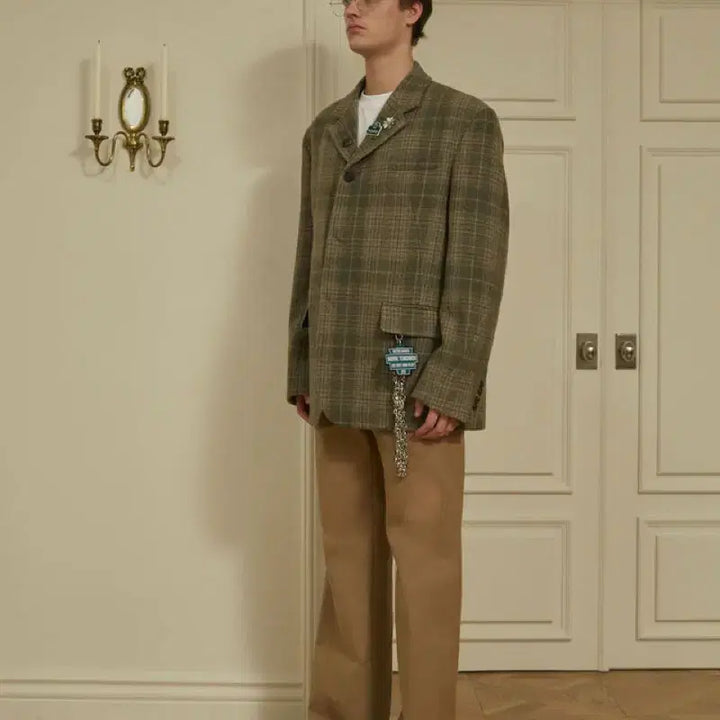 [BUNJANG] STU Green Check Curved Blazer / STU (구매) 그린 체크 커브드 블레이저