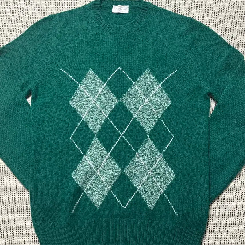 [BUNJANG] Gran Sasso Argyle Pattern Wool Knit Sweater / 그랑사소 아가일 패턴 울 니트