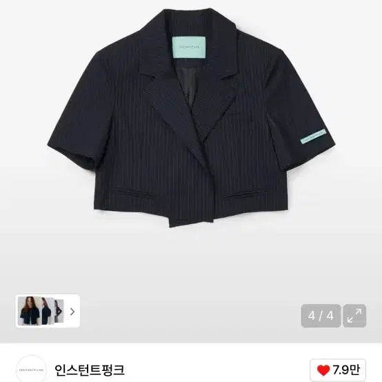 [BUNJANG] Instantfunk Summer Crop Jacket - Navy / 인스턴트펑크 썸머 크롭 반팔 자켓 - 네이비 (단종)
