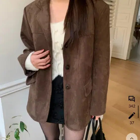 [BUNJANG] Suede Brown Jacket / 스웨이드 브라운 자켓