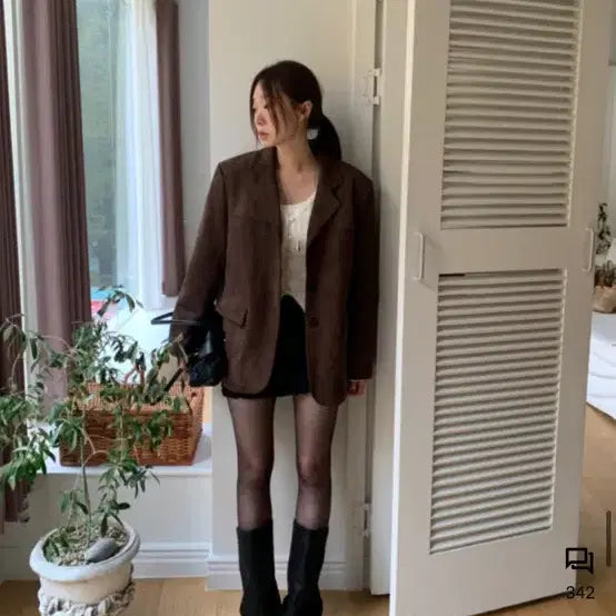 [BUNJANG] Suede Brown Jacket / 스웨이드 브라운 자켓