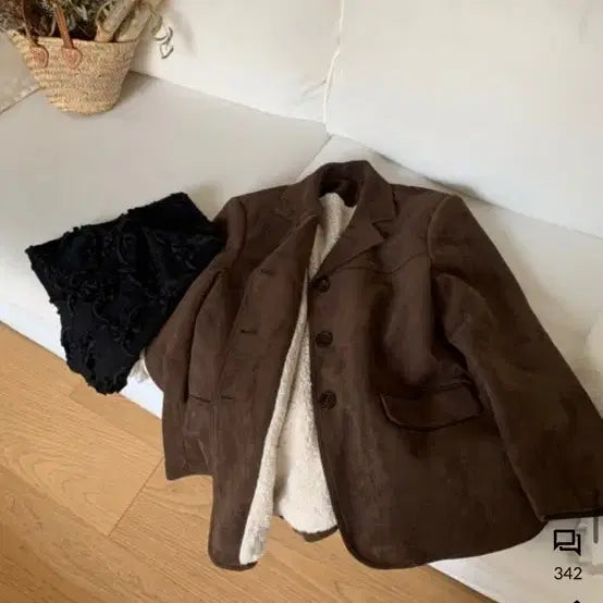 [BUNJANG] Suede Brown Jacket / 스웨이드 브라운 자켓