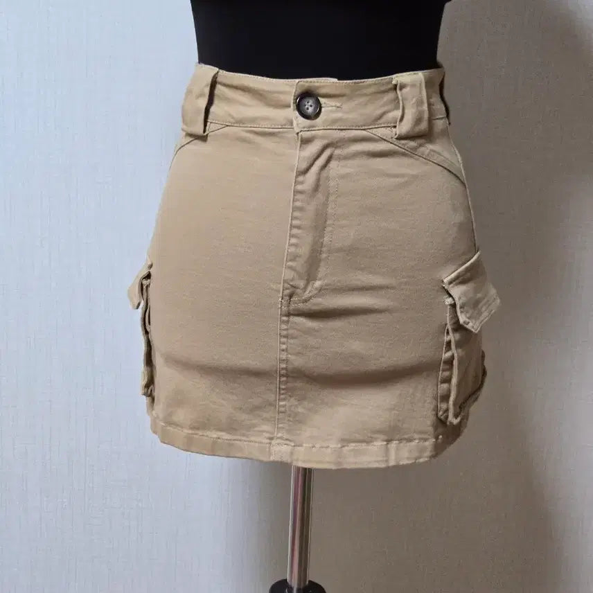 [BUNJANG] Kakko Brown Pocket Mini Skirt / 갈색. 카코  포켓  미니 스커트. 면 스판