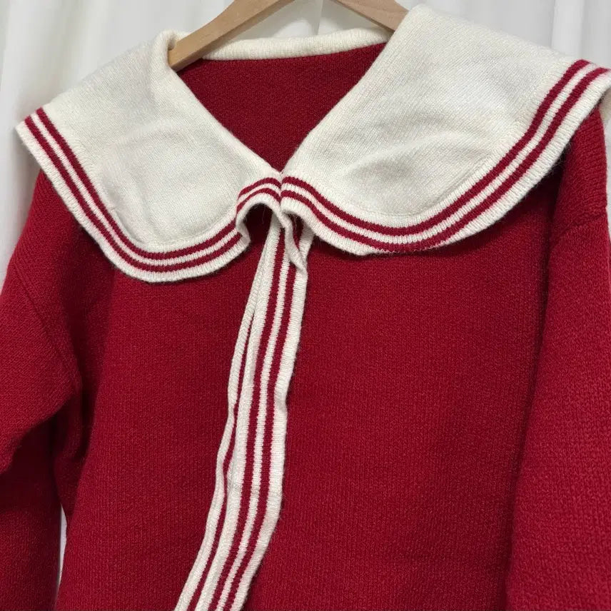 [BUNJANG] Sailor Collar Knit Top / [새상품] 세일러 카라 니트 레드
