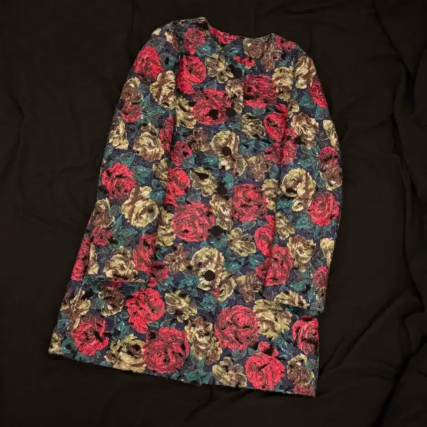 [BUNJANG] Anetik Floral Wool Mac Coat / 빈티지 아네틱 플라워 울 맥 코트