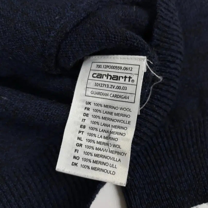 [BUNJANG] Carhartt Navy V-Neck Knit Cardigan / 칼하트 니트 가디건 네이비 폴로 브이넥