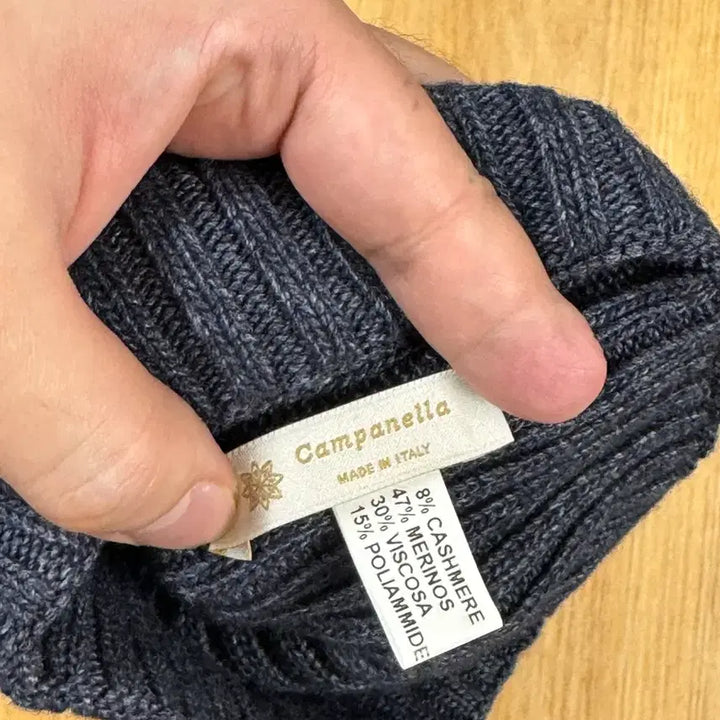 [BUNJANG] Campanella Navy Knit Short Beanie / 캄파넬라 네이비 니트숏비니 캐시미어