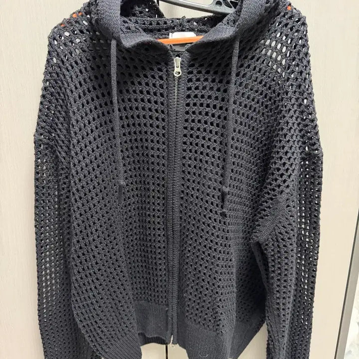 [BUNJANG] Knit Hoodie Zip-up / 그물 니트 후드 집업