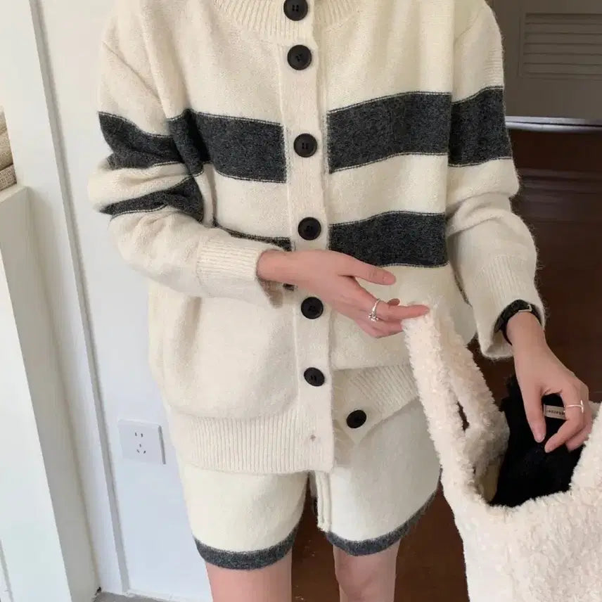 [BUNJANG] Ebelo Knit Cardigan and Pants Set / 에벨로 니트 가디건 팬츠 세트