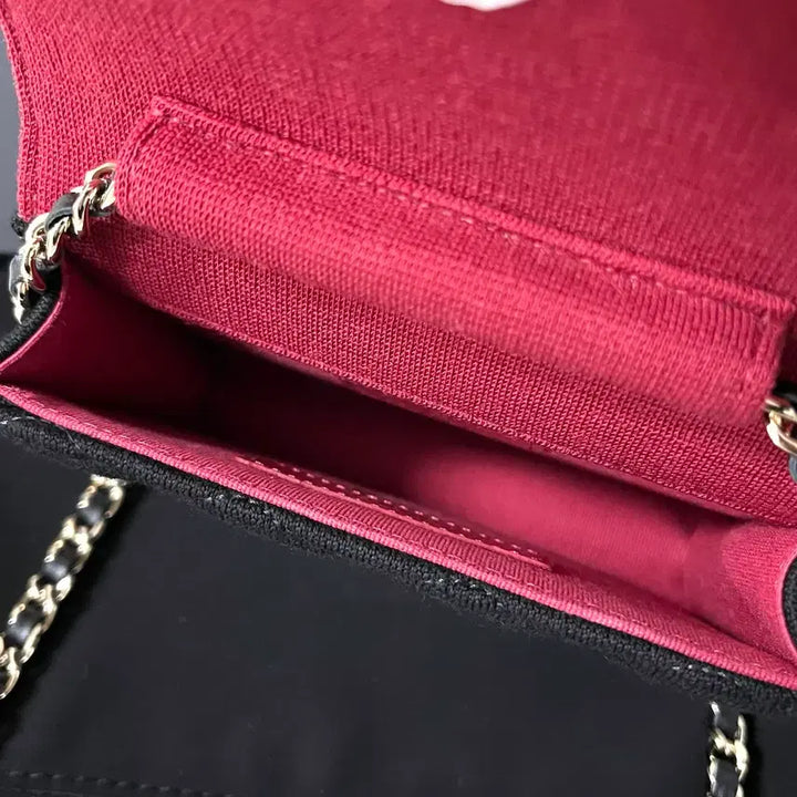 [BUNJANG] Chanel Fabric Mini Black Chain Crossbody Bag / [미사용/정품] 샤넬 패브릭 미니 블랙 체인 크로스백 가방