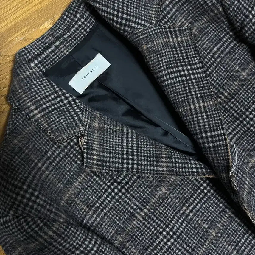 [BUNJANG] Tonywek Cutting Coat Brown Glen Check Size L / 토니웩 커팅 코트 브라운 글렌 체크 L 사이즈