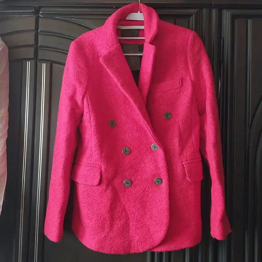 [BUNJANG] Red Double Breasted Half Coat / 레드 롱 더블 브레스트반코트