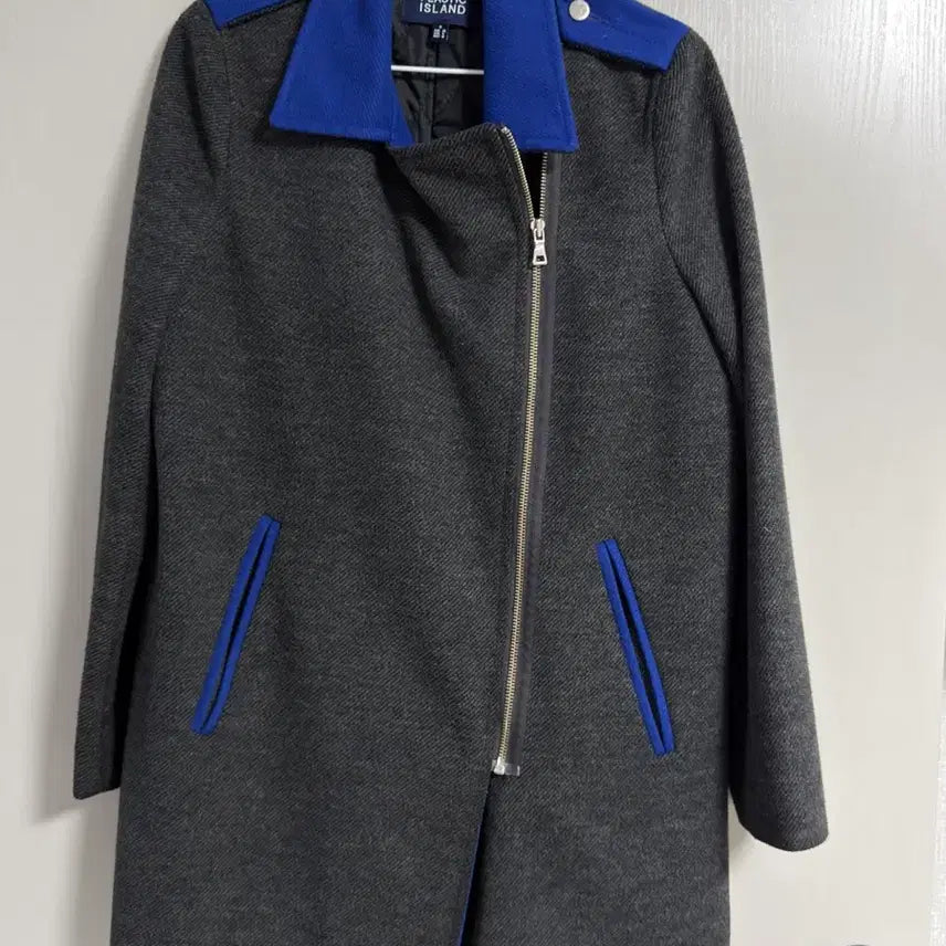 [BUNJANG] Plastic Island Quilted Long Coat / 플라스틱아일랜드> 누빔 롱코트(블루&그레이)