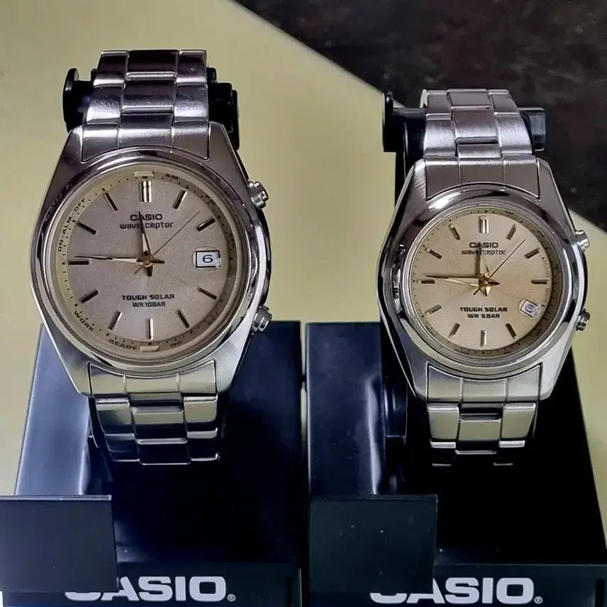 [BUNJANG] Casio Overland Watch Set / 빈티지 극미품 남녀세트 태양광 전파수신 오버랜드 카시오시계