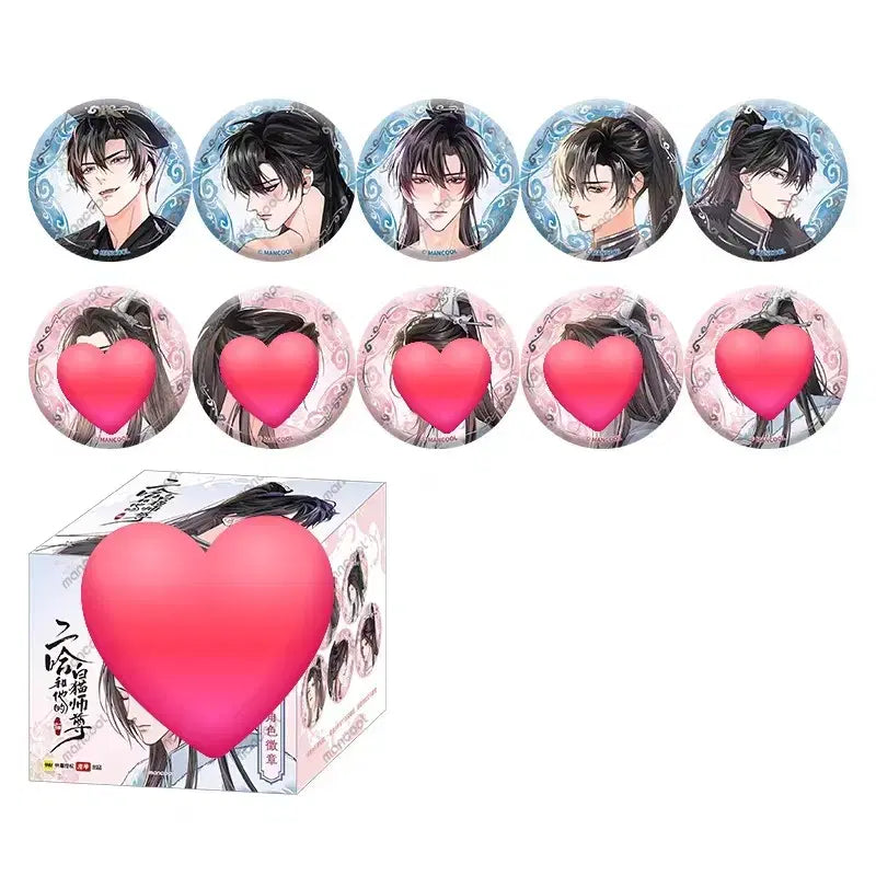 [BUNJANG] Erha Ink Painting Badge Set / 이합화타적백묘사존 얼하 웹툰 뱃지 캔뱃지 묵미우 답선군 홀로그램 연만