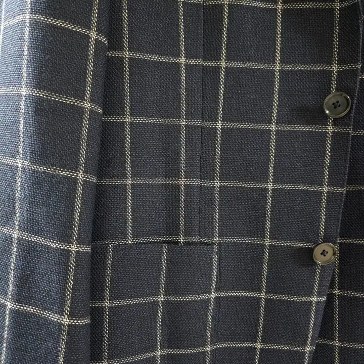 [BUNJANG] Sovereign Dark Navy Wool Linen Hopsack Check Sport Coat / 소버린 다크네이비 울린넨 홉색 체크 스포츠코트