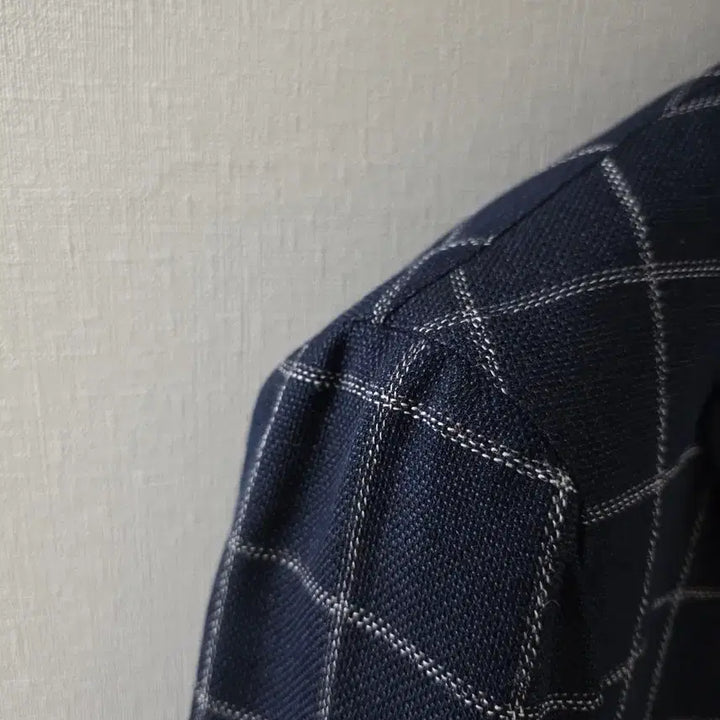 [BUNJANG] Sovereign Dark Navy Wool Linen Hopsack Check Sport Coat / 소버린 다크네이비 울린넨 홉색 체크 스포츠코트