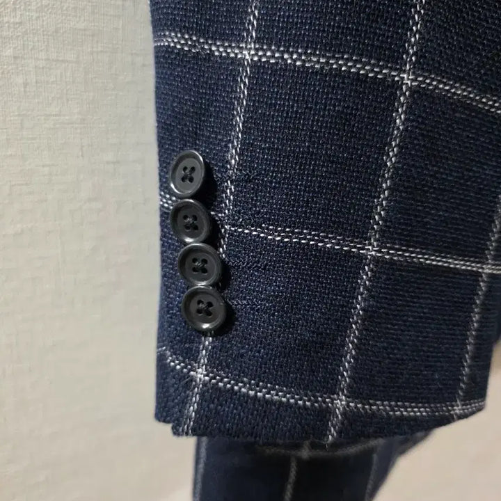 [BUNJANG] Sovereign Dark Navy Wool Linen Hopsack Check Sport Coat / 소버린 다크네이비 울린넨 홉색 체크 스포츠코트