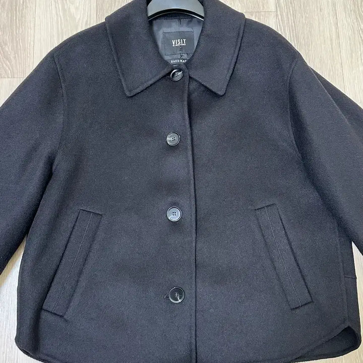 [SOLD OUT] 택있는새상품)비지트인뉴욕 블랙 울캐시미어 핸드메이드 코트 55