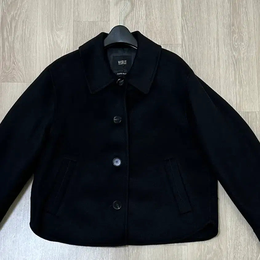 [SOLD OUT] 택있는새상품)비지트인뉴욕 블랙 울캐시미어 핸드메이드 코트 55