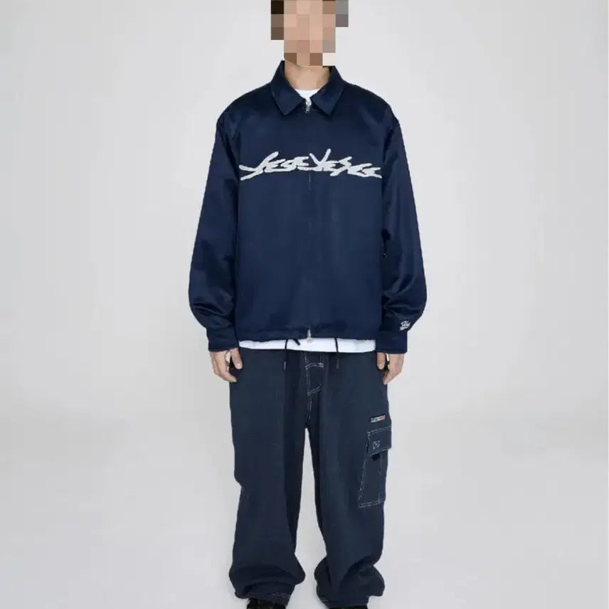 [BUNJANG] YesEyesee Chain Stitch Logo Coach Jacket (Navy) / [새 상품]예스아이씨 L사이즈 Chain Stitch Logo Coach