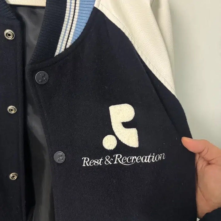 [BUNJANG] Rest & Recreation Varsity Jacket (Navy) / 레스트앤레크레이션 바시티 (네이비)