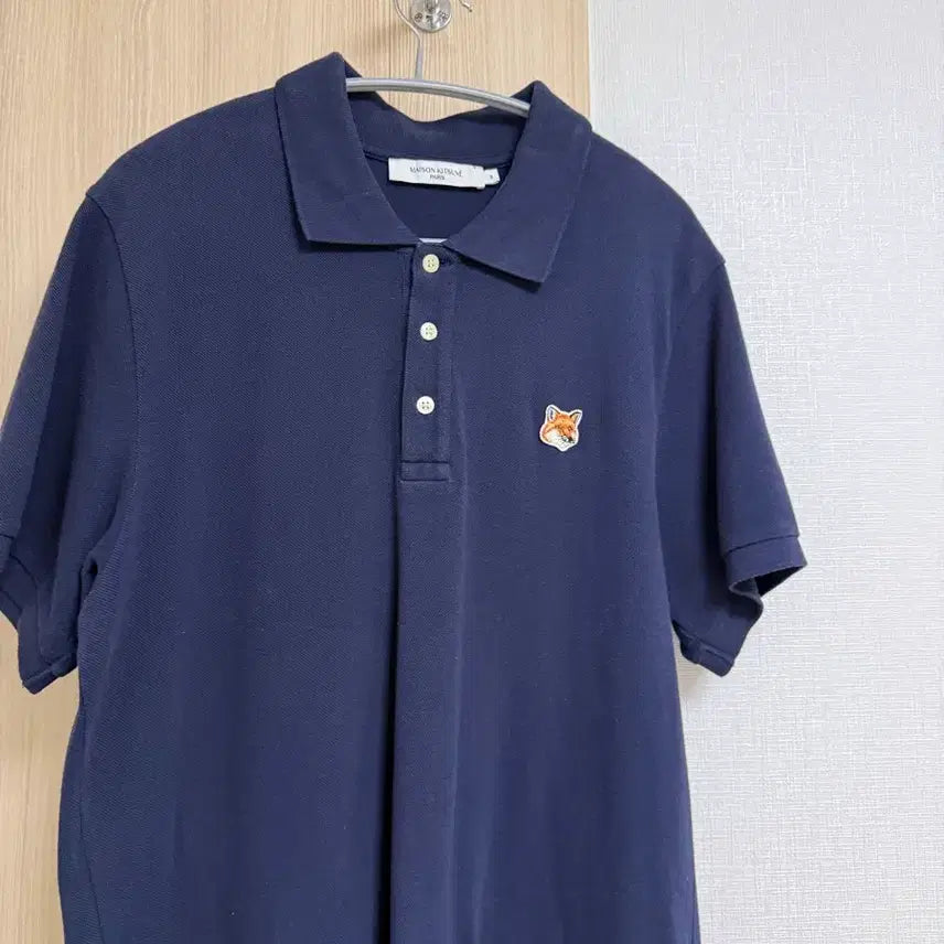 [BUNJANG] Maison Kitsune Fox Embroidery Polo Shirt Navy / 메종키츠네 폭스자수 반팔 카라티 네이비