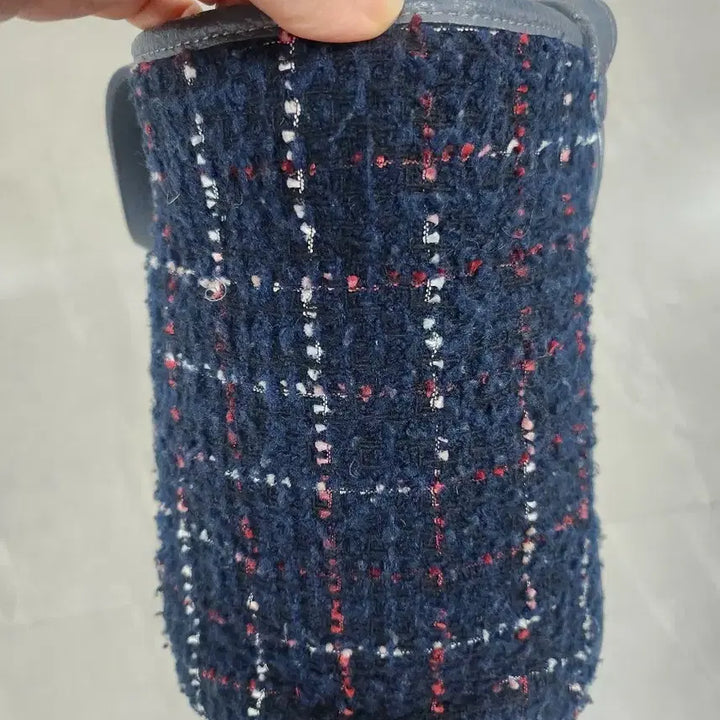 [BUNJANG] Navy Checked Tweed Shoulder Bag / 봉긋 네이비 체크 트위드 숄더백