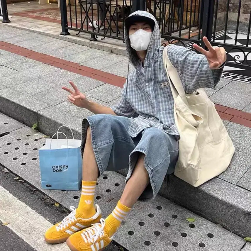 [BUNJANG] Checked Hooded Shirt / 체크 후드 셔츠 남방