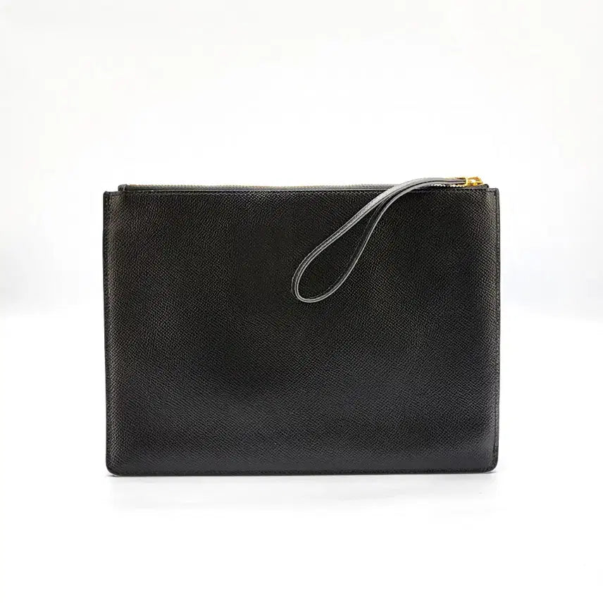 [SOLD OUT] 페라가모 간치니 금장 스트랩 클러치 블랙 22D781