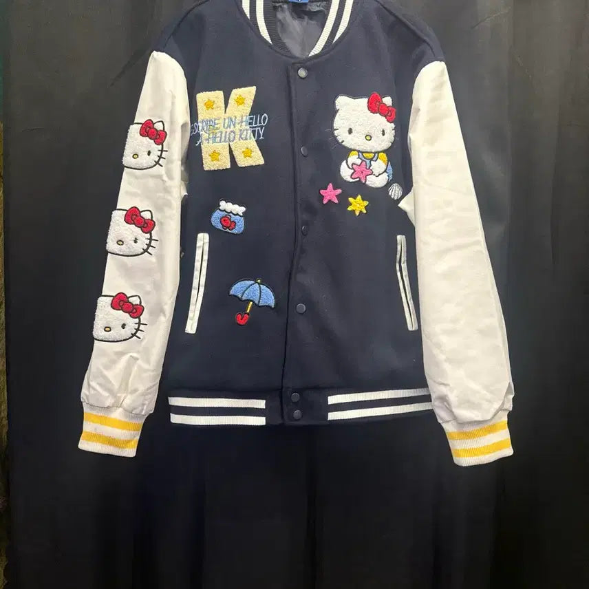 [BUNJANG] Hello Kitty Navy Baseball Jacket / 헬로키티 네이비 야구 점퍼