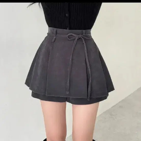 [BUNJANG] Belzede Atto Pinstuck Fleece Mini Skirt / 벨제이드 아토 핀턱 기모 미니스커트 스웨이드 겨울스커트 벨트 플리츠