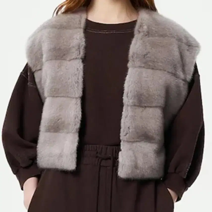 [BUNJANG] SINI Gray Mink Fur Vest (New) / SINI 사가 천연밍크 베스트 그레이 -미착용새상품-