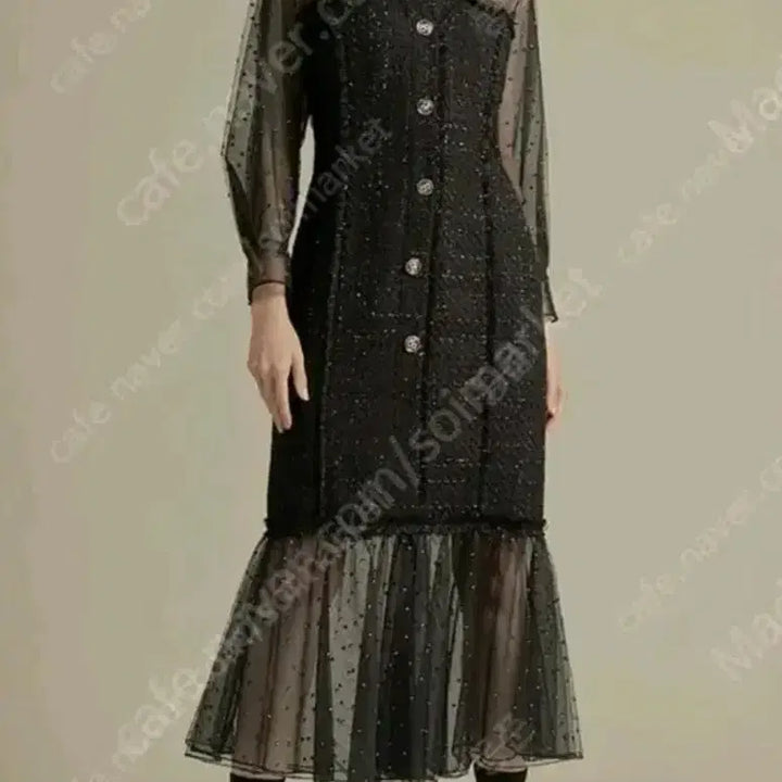 [SOLD OUT] (새상품) 한섬 오브제 시스루 트위드 원피스(이하늬 원피스)