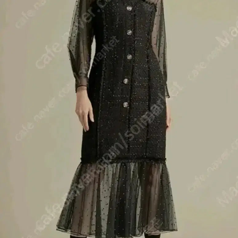 [SOLD OUT] (새상품) 한섬 오브제 시스루 트위드 원피스(이하늬 원피스)